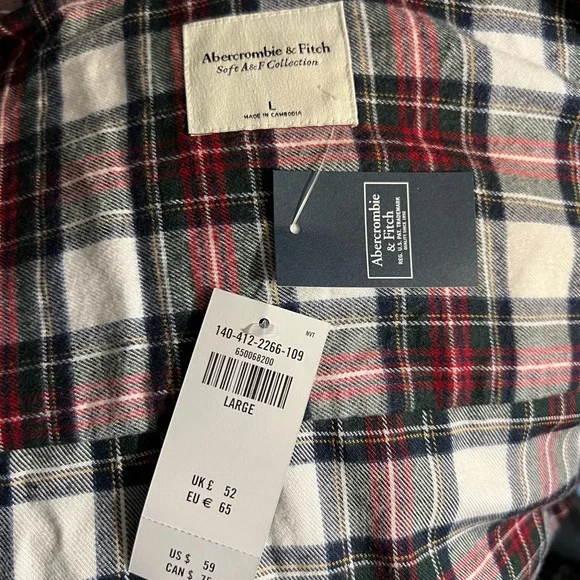 Abercrombie and Fitch Soft Collection Large Flannel NWT - Picture 2 of 6